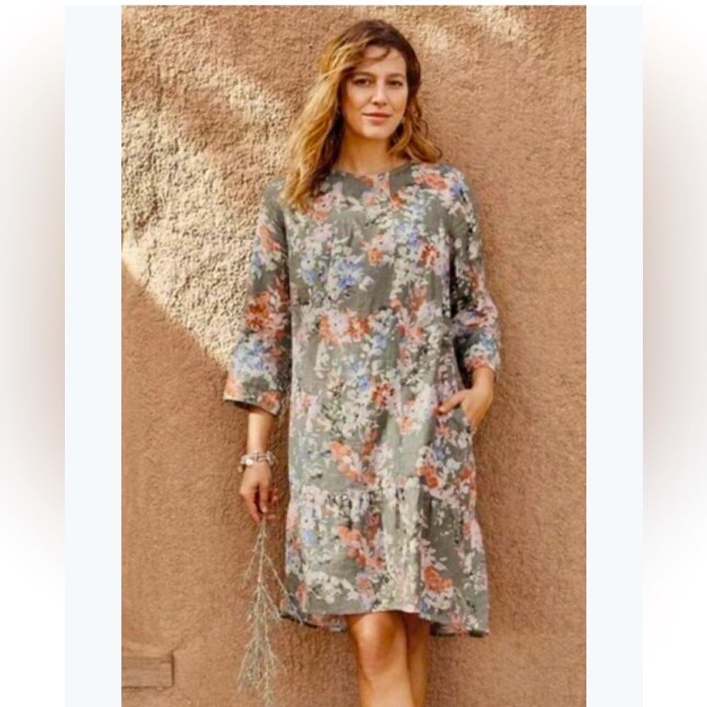 NWT- J. Jill linen Shift Floral Dress